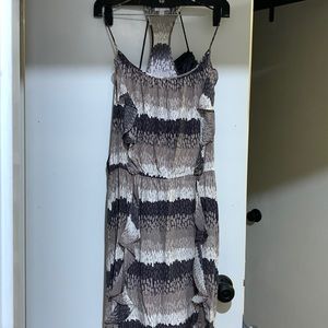 Parker silk dress with side ruffles